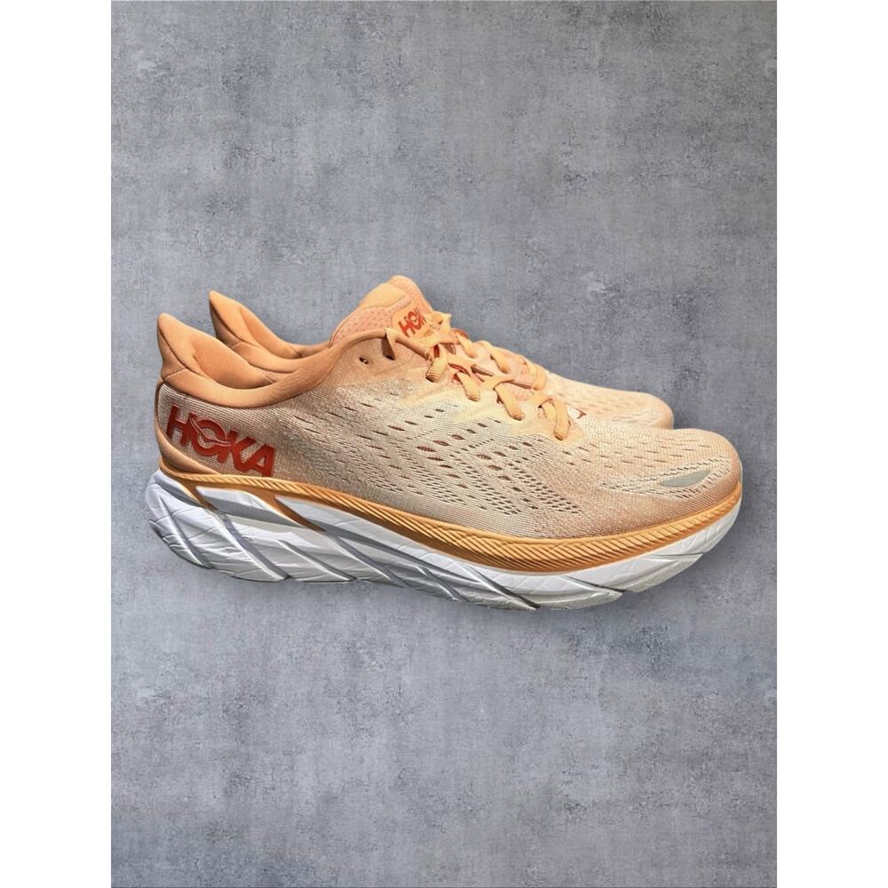 Hoka One One Clifton 8 Running Shoes Cantaloupe Wmns Size 9 B Cushioned Sneakers